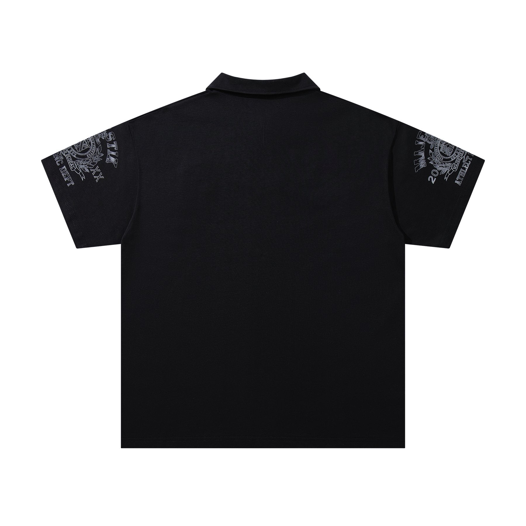 MAJESTIK Embellished Distressed Zip Polo Shirt ¡ª back