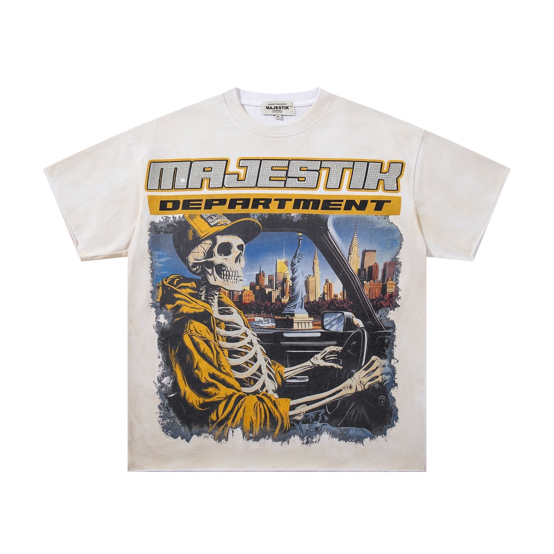 MAJESTIK Skeleton Driver Graphic T-Shirt ¡ª front